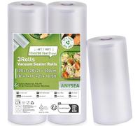 Anysea Bolsas Vacio Alimentos：Rollos Envasadora al Vacio apto para Selladores al Vacío, 3 Rollos 20x500 cm (1) y 20x500 cm (2) Bolsas Envasar al Vacio Alimentos