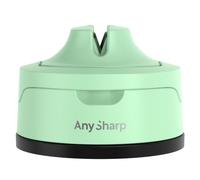 AnySharp Evo Afilador de Cuchillos, Seguridad sin Manos, Ventosa, Afila con Seguridad Todos los Cuchillos de Cocina, Ideal para Acero Endurecido y Dentados, Compacto, Verde menta
