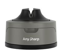 AnySharp Evo Afilador de Cuchillos, Seguridad sin Manos, Ventosa, Afila con Seguridad Todos los Cuchillos de Cocina, Ideal para Acero Endurecido y Dentados, Compacto, Gris