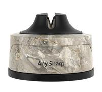 AnySharp Evo Afilador de Cuchillos, Seguridad sin Manos, Ventosa, Afila con Seguridad Todos los Cuchillos de Cocina, Ideal para Acero Endurecido y Dentados, Compacto, Piedra