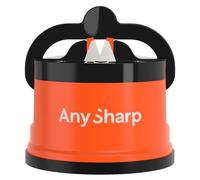 AnySharp Pro Afilador de Cuchillos Metálico, Seguridad sin Manos, Ventosa PowerGrip, Afila Todos los Cuchillos de Cocina, Ideal para Acero Endurecido y Dentados, El Mejor del Mundo, Mandarina