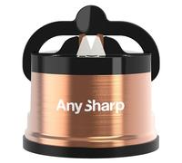 AnySharp Pro Afilador de Cuchillos Metálico, Seguridad sin Manos, Ventosa PowerGrip, Afila Todos los Cuchillos de Cocina, Ideal para Acero Endurecido y Dentados, El Mejor del Mundo, Cobre