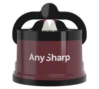 AnySharp Pro Afilador de Cuchillos Metálico, Seguridad sin Manos, Ventosa PowerGrip, Afila Todos los Cuchillos de Cocina, Ideal para Acero Endurecido y Dentados, El Mejor del Mundo, Vino
