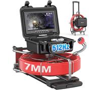Anysun Cámara de alcantarillado con ruedas y asa, sonido de 512 Hz, cable de 7 mm, autonivelación, contador de distancia, tarjeta de 32 GB, monitor HD de 9 pulgadas, cámara de inspección de drenaje de