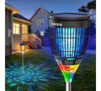 Anysun Lámpara Antimosquitos Solar UV, Mata Mosquitos Eléctrico 4200V, Antimosquitos Exterior con Batería 3000mAh, USB Recargable, Sensor Crepuscular, IPX5, Nebulosa y Llama, Terraza Jardín Camping