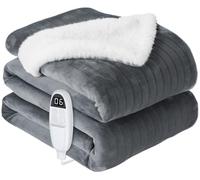 anysun Manta Electrica 200x180 cm, Manta Térmica Grande con Temporizador 1-10 h y Apagado Automático, 6 Niveles de Temperatura, Franela e Imitación de Piel de Conejo, Lavable a Máquina