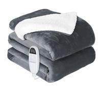 anysun Manta Electrica, Manta Electrica Grande 200 x 180 cm, 6 Niveles de Calor, Temporizador de 10 Horas, Heated Blanket de Árbol de Copo de Nieve de Reno Navideño para Cama, Lavable a Máquina