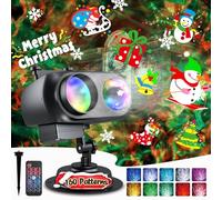 Anysun Proyector Navidad Exterior, Proyector Natal Exterior con 20 Diapositivas HD y 160 Motivos de Dibujos Animados, Luces Decorativas Copos de Nieve con Control Remoto, Temporizador para Jardín