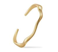 anyts Pulsera de oro de 18 quilates para mujer, abierta, ajustable, gruesa martillada, fina y minimalista, pulsera de oro para mujer