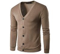 AnyuA Cárdigan Chaqueta de Punto Rebeca Básico para Hombre con V-Neck Café XL