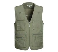 AnyuA Chaleco de Malla con Multibolsillos para Hombre Casual Secado Rápido Fotografía Periodista Verde 3XL