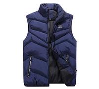 AnyuA Chalecos Hombre Chaqueta de Pluma Ligero Abrigo Acolchado Azul 3XL