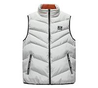 AnyuA Chalecos Hombre Chaqueta de Pluma Ligero Abrigo Acolchado Gris M