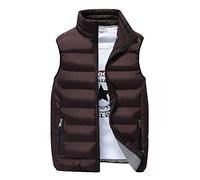 AnyuA Chaquetas Corta Plumón Puffer Down Espesar Chalecos para Hombre Café L
