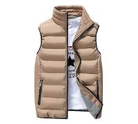 AnyuA Chaquetas Corta Plumón Puffer Down Espesar Chalecos para Hombre Caqui L