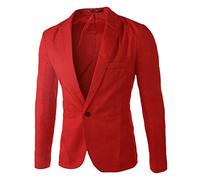 AnyuA Hombres Casual Un Botón Trajes Formales Abrigos Blazers de Negocios Rojo XL