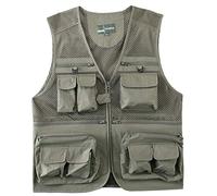 AnyuA Hombres Chalecos de Pesca Múltiples Bolsillos para Pesca Varios Bolsillos Fotografía Trekking Cachi 1 XL
