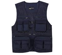 AnyuA Hombres Chalecos de Pesca Múltiples Bolsillos para Pesca Varios Bolsillos Fotografía Trekking Marina 3XL