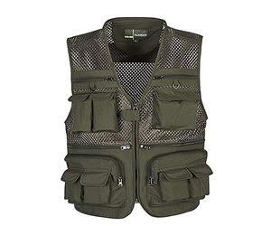 AnyuA Hombres Chalecos de Pesca Múltiples Bolsillos para Pesca Varios Bolsillos Fotografía Trekking Esercito Verde XXL