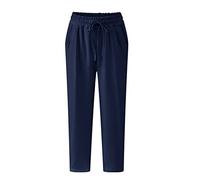 AnyuA Tallas Grandes Mujer Pantalones Harem Ligeros con Cintura Elástica Azul Marino 4XL