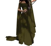 AnyuA Trajes Disfraz de Medieval Mujer Vestidos Goticos Disfraces para Halloween Cosplay Marrón M