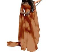 AnyuA Trajes Disfraz de Medieval Mujer Vestidos Goticos Disfraces para Halloween Cosplay Naranja L