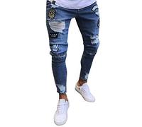 AnyuA Vaqueros Rotos Skinny para Hombre Azul Claro 2XL