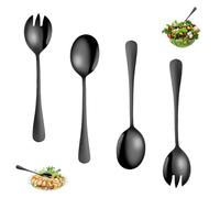 ANYUANKW 4 Piezas Cubiertos para Ensalada Cuchara y Tenedor de Ensalada de Acero Inoxidable con Asas Cucharas para Servir Ensaladas para Cocina, Hoteles, Restaurantes