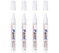 ANYUKE 4 rotuladores permanentes blancos resistentes al agua: 2 - 2,8 mm de secado rápido, rotulador blanco, buena opacidad rotulador para etiquetas, metal, vidrio, madera, neumáticos, piedra, papel