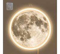 Anywin Letrero de luz de neón de luna, luces de pared de luna, letrero de neón para decoración de pared, iluminación LED de estado de ánimo con regulador de intensidad para sala de estar, dormitorio