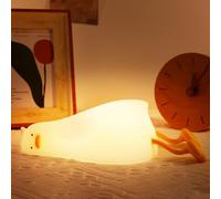 Anywin Luz nocturna de pato acostado, bonita lámpara de noche de silicona suave con control táctil, recargable, festivales de cumpleaños, regalos para recién nacidos para bebés y niños