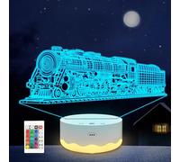 Anywin Luz nocturna de tren para niños, lámpara de noche de ilusión 3D con 16 colores cambiantes, control remoto y regulador de intensidad para decoración de habitación, regalos de cumpleaños y