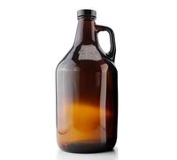 ANZAGA Jarra de Vidrio ámbar con Tapas y asa, Ideal para Cerveza, elaboración casera, Kombucha,0.5 Gallon/2 Liter