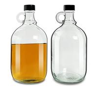 ANZAGA Jarra fermentadora de Vidrio de 0,5 galones con asa, Tapa de plástico Negra (Juego de 2)