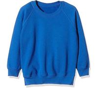 ANZEE - Sudadera lisa para niños, manga larga, forro polar, cuello redondo, uniforme escolar, puños acanalados, camiseta unisex, azul real, 7-8 Years
