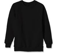 ANZEE - Sudadera lisa para niños, manga larga, forro polar, cuello redondo, uniforme escolar, puños acanalados, camiseta unisex, Negro, 7-8 Years