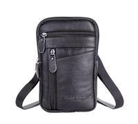 ANZOAT Bolso bandolera de piel sintética para hombre, para ocio, negocios, cinturón de cintura, casual, mini bolso portátil para teléfono móvil, Black, Talla única