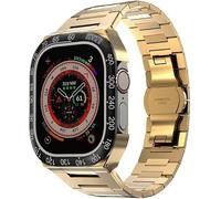 ANZOAT Caja protectora de acero inoxidable resistente para Apple Watch Ultra 8 49 mm Kit de modificación de correa de acero inoxidable digital con bisel de metal, For Ultra 49mm, Ágata