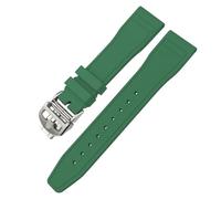 ANZOAT Correa de reloj de goma natural de 20 mm, 21 mm, 22 mm para relojes de piloto IWC IW3881 IW3777, color verde y amarillo, correa de caucho fluorado suave, 21mm, Ágata