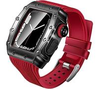 ANZOAT Correa de silicona para Apple Watch 8/7/6/5/4/SE de 45 mm, 44 mm, 41 mm, 40 mm, marco de metal, accesorios de pulsera de silicona deportiva, 44MM, Acetato, Sin piedra preciosa