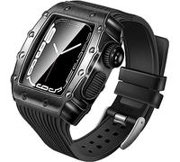 ANZOAT Correa de silicona para Apple Watch 8/7/6/5/4/SE de 45 mm, 44 mm, 41 mm, 40 mm, marco de metal, accesorios de pulsera de silicona deportiva, 45MM, Acetato, Sin piedra preciosa
