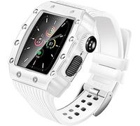 ANZOAT Correa de silicona para Apple Watch 8/7/6/5/4/SE de 45 mm, 44 mm, 41 mm, 40 mm, marco de metal, accesorios de pulsera de silicona deportiva, 40MM, Acetato, Sin piedra preciosa