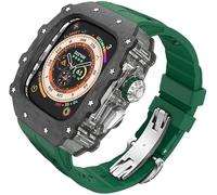 ANZOAT Kit de funda de reloj transparente de fibra de carbono, para Apple Watch Ultra 2 de 49 mm, correa de reloj de lujo + funda de reloj de fibra de carbono, para iWatch Series 9/8/7/6/5/4/SE de 45