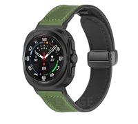 ANZOAT Pulsera de silicona de cuero para Samsung Galaxy Watch Ultra 47mm banda magnética Correa deportiva para reloj ULTRA7 47mm sin espacios(Beige)