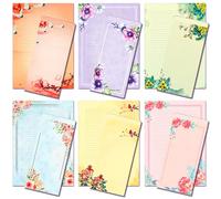 ANZON MORIES Florentina - Juego de 48 hojas de papel de carta y sobres (A4 a rayas, 24 sobres adhesivos, fácil de imprimir, color de tinta