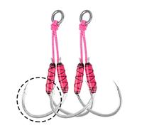 Anzuelo, Anzuelos de pescado, 10 par/lote, línea PE, anzuelo for Lucio, anzuelo for pesca en agua salada, anzuelos de ayuda for Jigging de Metal con alto contenido de carbono, luminosos UV(2 0)