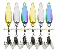Anzuelo blando realista con forma de mosca, señuelo de pesca con hélice metálica for atrapar peces, efecto de atracción de peces integrado, gran flexibilidad, regalo for entusiastas de la pesca.(6PCS,