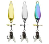 Anzuelo blando realista con forma de mosca, señuelo de pesca con hélice metálica for atrapar peces, efecto de atracción de peces integrado, gran flexibilidad, regalo for entusiastas de la pesca.(3PCS,