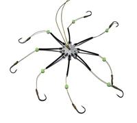 Anzuelos Anzuelos de pesca con trampa, anzuelo explosivo, línea extendida, disco que brilla en la oscuridad, abrazadera, tubo de goma, línea de pesca envuelta, 8 anzuelos, 5 piezas anzuelo(15#)