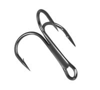 Anzuelos de Pesca 50 unids/Lote Juego de anzuelos Pesca triples en Caja púas Acero al Carbono Aparejos Herramienta Anzuelo Negro(Size 2-0)